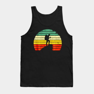 Hiking Hiker on Rock Retro Sunset Tank Top